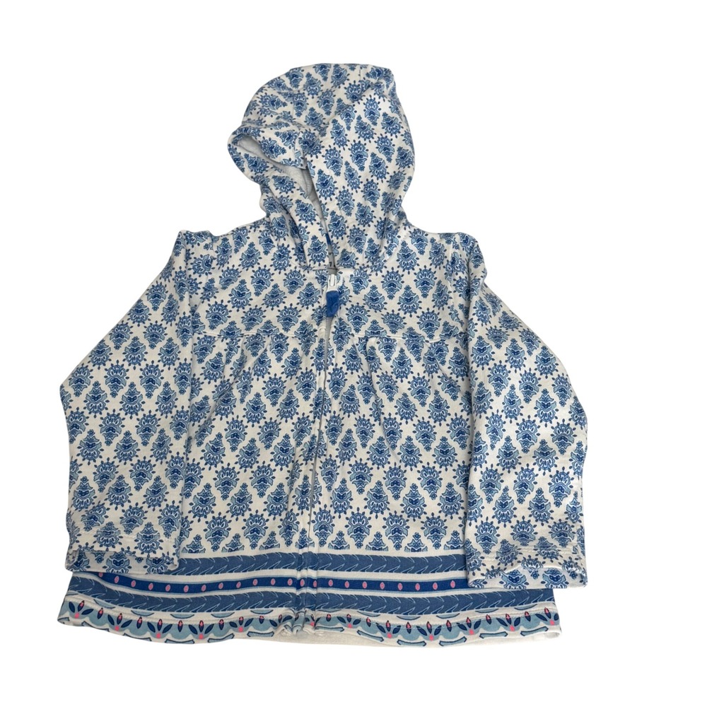 Carters Baby Girl Blue White Damask Print Zip Up Peplum Hoodie Jacket 18 Months